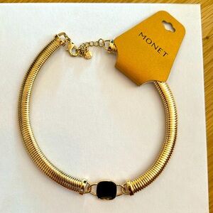 Monet gold chocker with black stone NWT